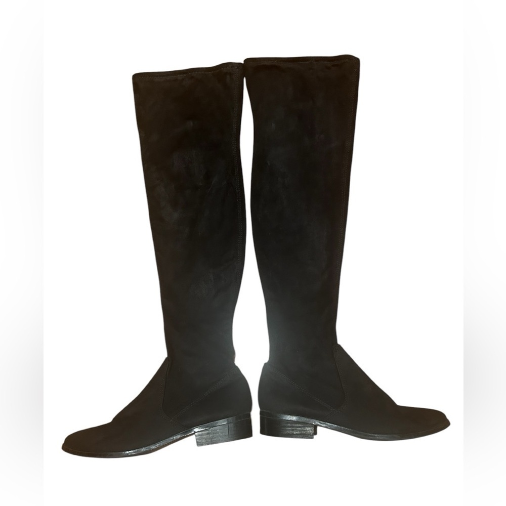Aldo Black Over The Knee Riding Boots Stretch Suede Low Heel Size 7